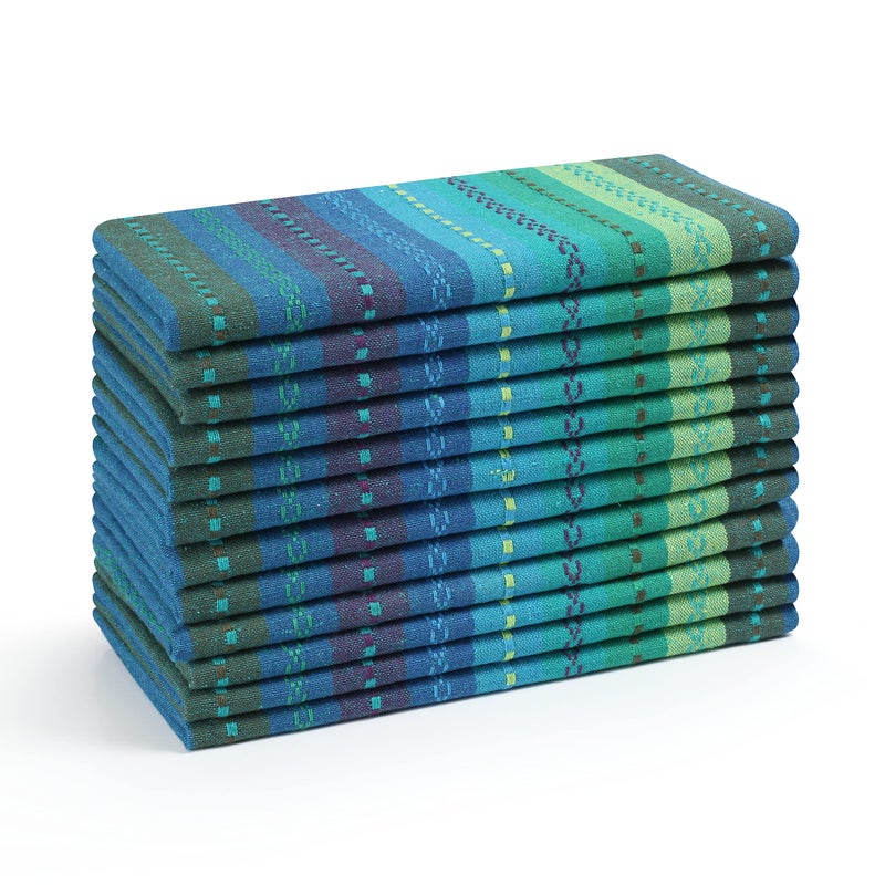 Light & Pro Lightnpro Salsa Stripes Cloth Napkins Set of 12 â€“ Wedding, Christmas & Holiday Table Napkins, Machine Washable Cloth Napkins for Special Occasions & Everyday Use - 18x18 Inch Teal Multi - Image 4